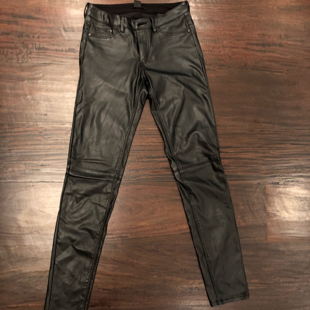Black leather (faux) pants